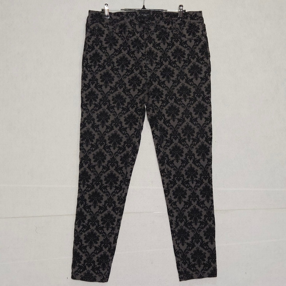 Celebrity Pink Skinny Pants Gray Black Flocked Damask Eiffel Tower 13/31